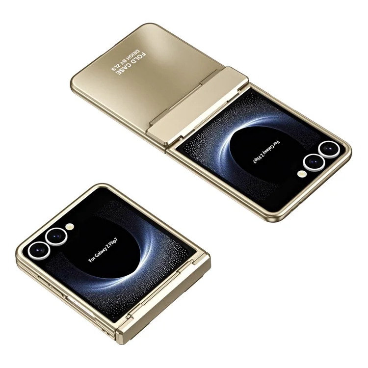 Funda Electrochapada Dura de PC para Samsung Galaxy Z Flip7 5G con Protector de Pantalla - Oro