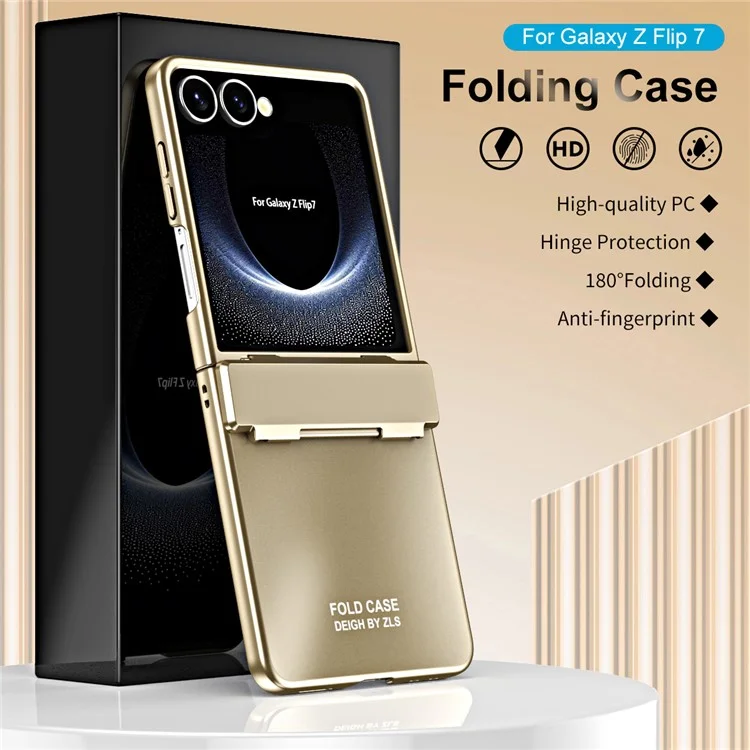 Funda Electrochapada Dura de PC para Samsung Galaxy Z Flip7 5G con Protector de Pantalla - Oro