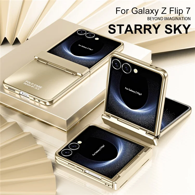 Funda Electrochapada Dura de PC para Samsung Galaxy Z Flip7 5G con Protector de Pantalla - Oro