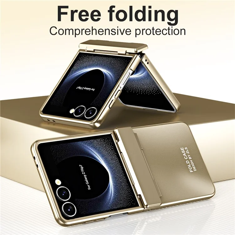 Funda Electrochapada Dura de PC para Samsung Galaxy Z Flip7 5G con Protector de Pantalla - Oro