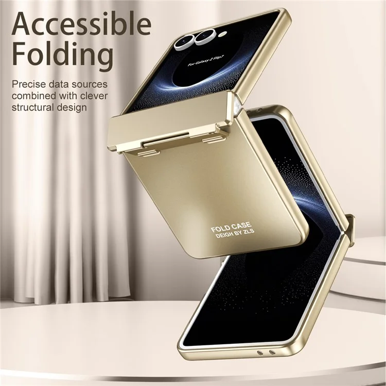 Funda Electrochapada Dura de PC para Samsung Galaxy Z Flip7 5G con Protector de Pantalla - Oro