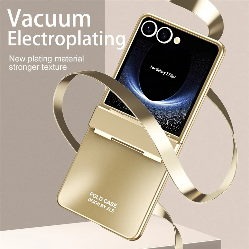 For Samsung Galaxy Z Flip7 5G Case Electroplating Hard PC Protective Phone Cover with Screen Protector - Silver