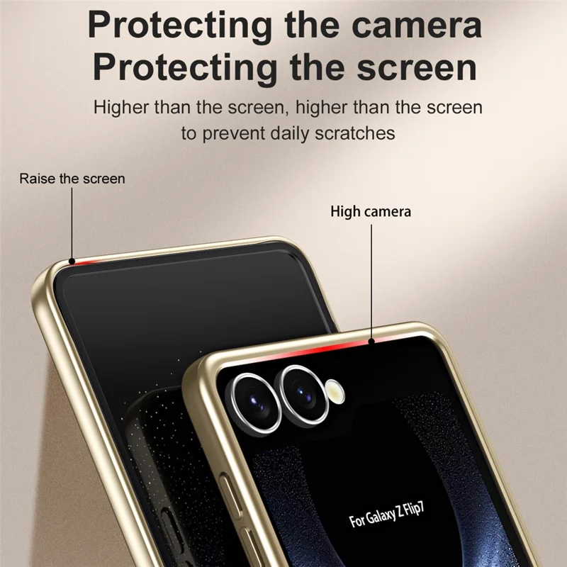 For Samsung Galaxy Z Flip7 5G Case Electroplating Hard PC Protective Phone Cover with Screen Protector - Silver