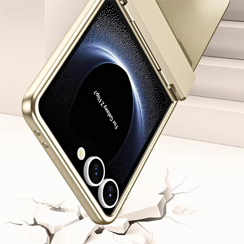 For Samsung Galaxy Z Flip7 5G Case Electroplating Hard PC Protective Phone Cover with Screen Protector - Silver