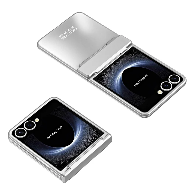 For Samsung Galaxy Z Flip7 5G Case Electroplating Hard PC Protective Phone Cover with Screen Protector - Silver