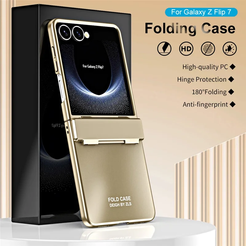 For Samsung Galaxy Z Flip7 5G Case Electroplating Hard PC Protective Phone Cover with Screen Protector - Silver