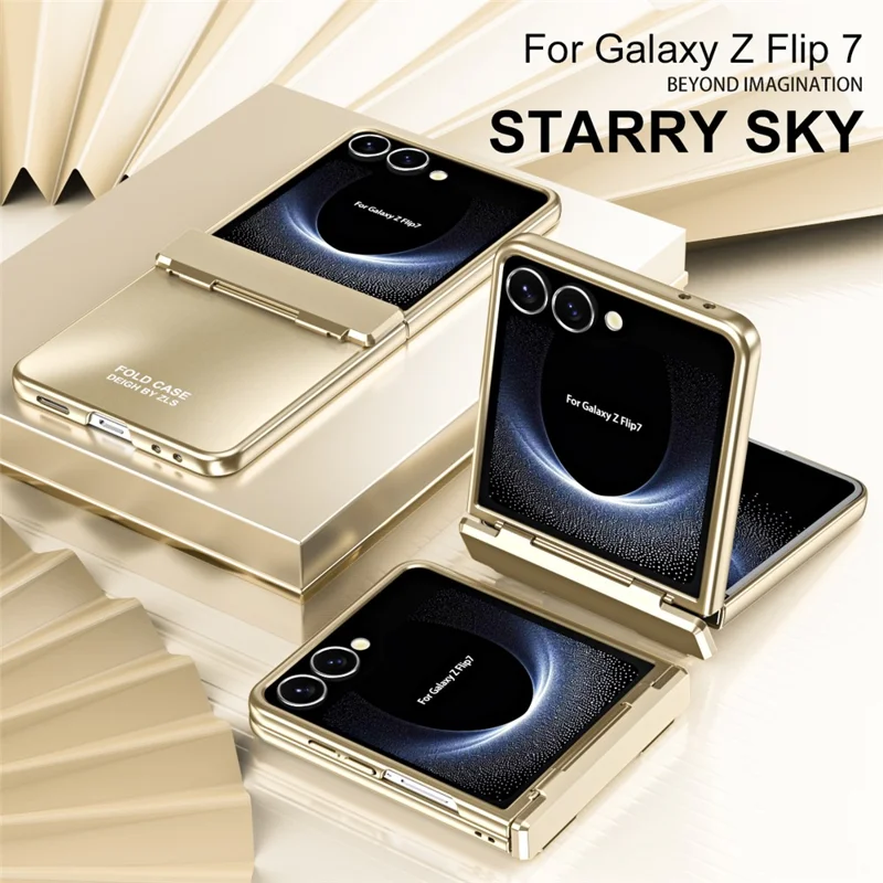 For Samsung Galaxy Z Flip7 5G Case Electroplating Hard PC Protective Phone Cover with Screen Protector - Silver