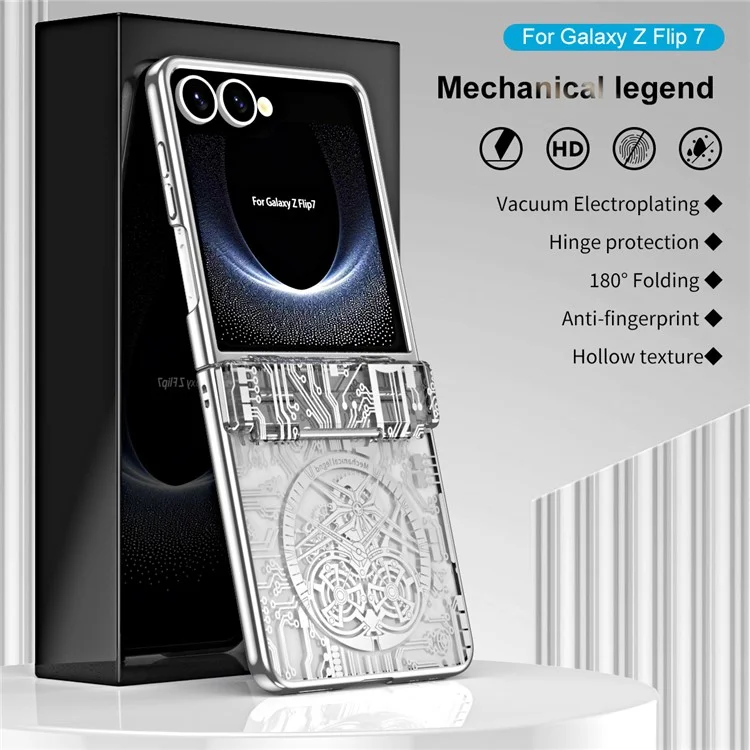 Für Samsung Galaxy Z Flip7 5G Hülle Mechanische Legende Galvanisierte PC Handyhülle - Silber