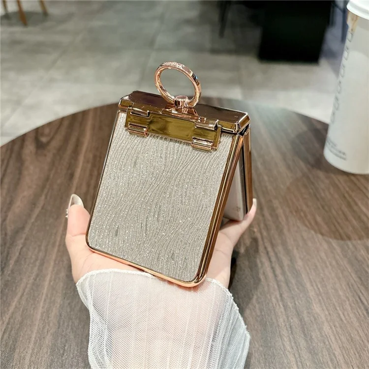 Pour Huawei nova Flip 5G Étui avec Support de Bague Texture Ondulée Coque Rigide PC Électroplaquée - Or