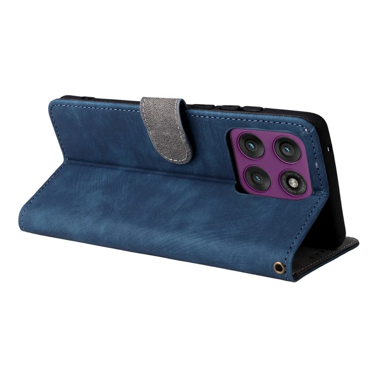 For Motorola Edge 60 Pro 5G Case Wallet RFID Blocking PU Leather Phone Cover Stand with Strap - Blue