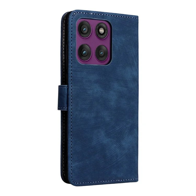 For Motorola Edge 60 Pro 5G Case Wallet RFID Blocking PU Leather Phone Cover Stand with Strap - Blue
