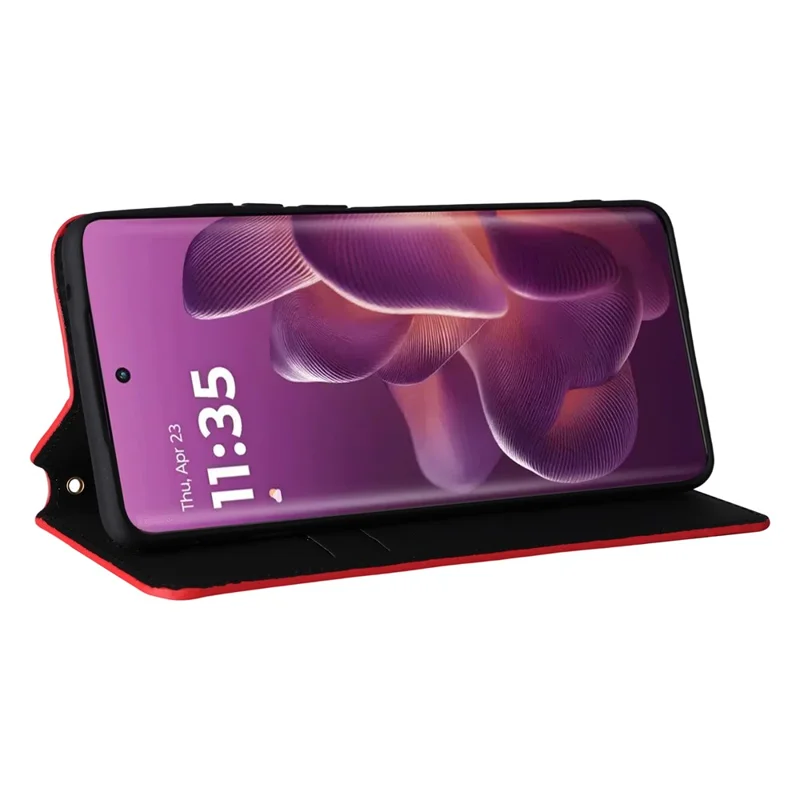 For Motorola Edge 60 Pro 5G Case Wallet Rhombus Imprinted Leather Phone Cover - Red