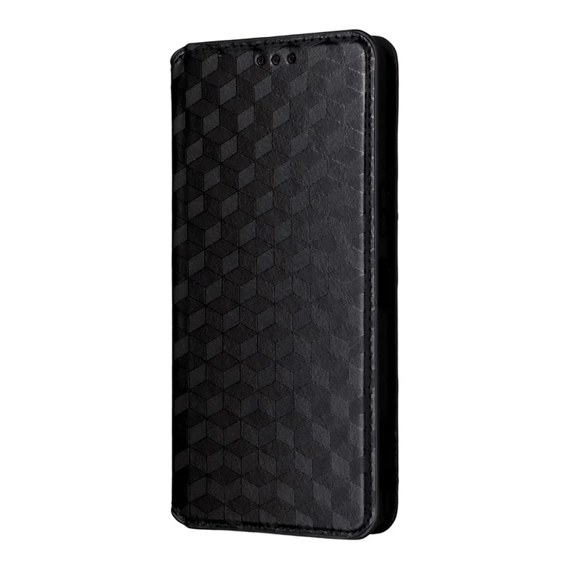 For Motorola Edge 60 Pro 5G Case Wallet Rhombus Imprinted Leather Phone Cover - Black