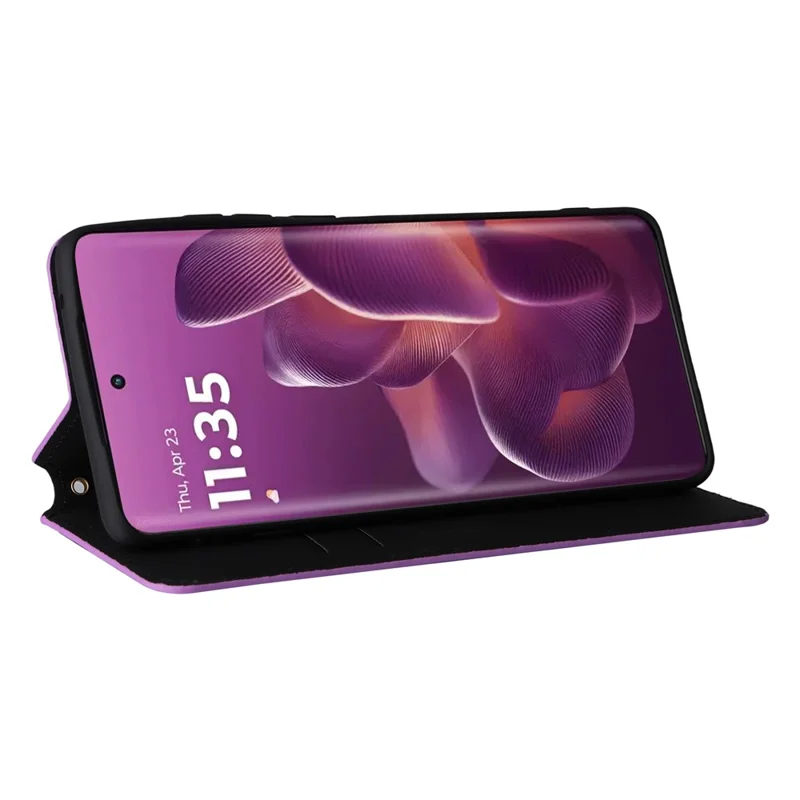 For Motorola Edge 60 Pro 5G Case Wallet Rhombus Imprinted Leather Phone Cover - Purple