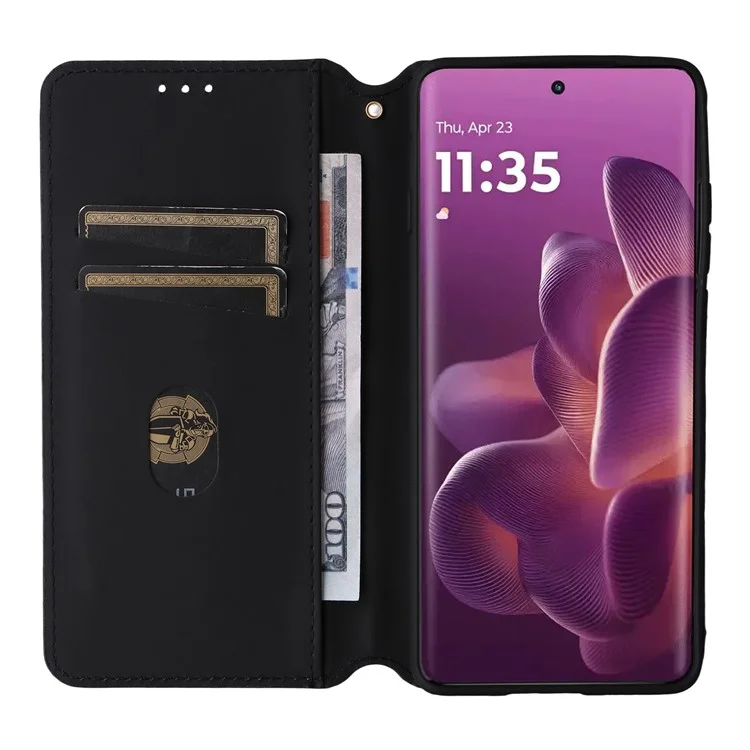 For Motorola Edge 60 Pro 5G Case Wallet Rhombus Imprinted Leather Phone Cover - Brown