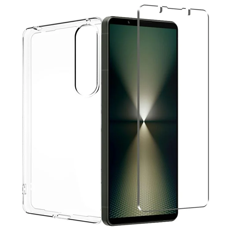 For Sony Xperia 1 VII Clear TPU Anti-Scratch Phone Case + 2.5D Arc Edge Screen Protector