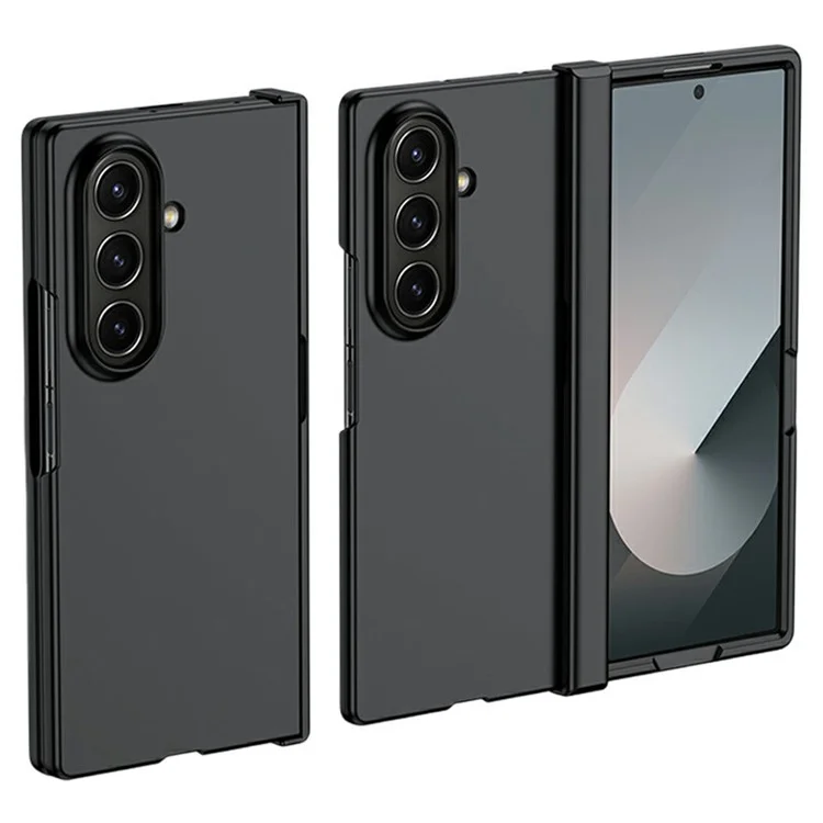 ABEEL для Samsung Galaxy Z Fold7 5G Чехол с эффектом кожи, пластиковая накладка с защитой шарнира - Черный