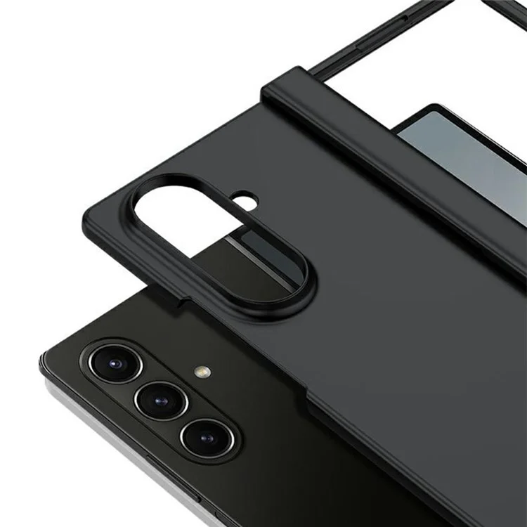 ABEEL для Samsung Galaxy Z Fold7 5G Чехол с эффектом кожи, пластиковая накладка с защитой шарнира - Черный