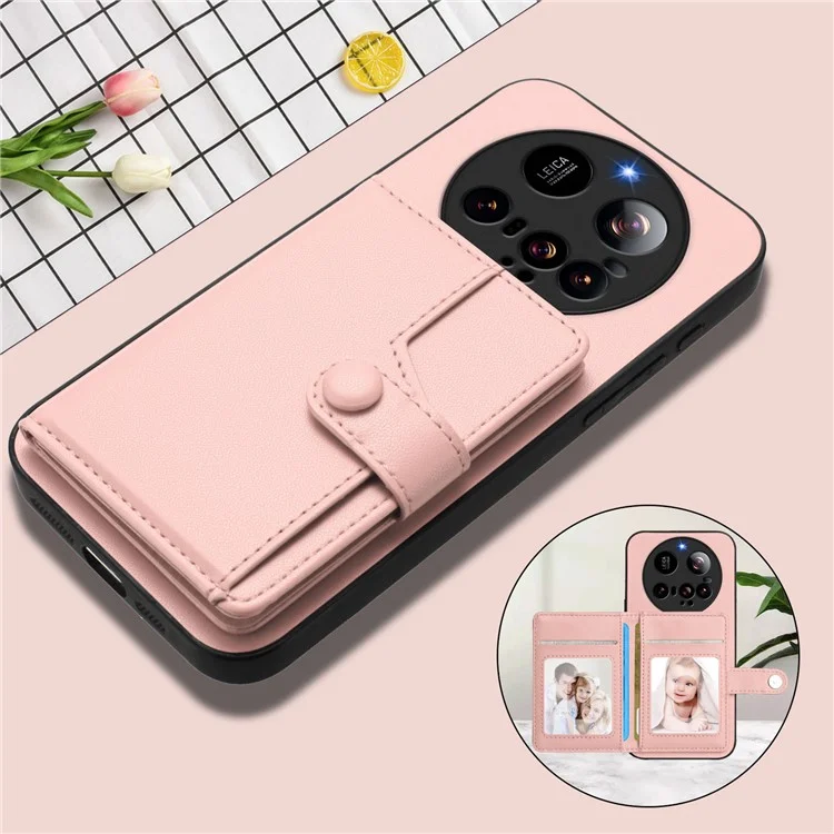 Pour Xiaomi 15 Ultra Étui avec Blocage RFID, Support de Carte, Coque Arrière de Téléphone en TPU + Cuir PU - Or Rose