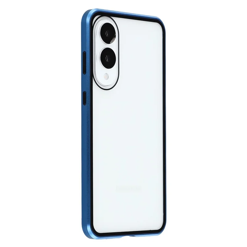 For Samsung Galaxy S25 Edge Case with Anti-Spy Screen Protector Tempered Glass Metal Phone Cover Magnetic Clasp - Dark Blue