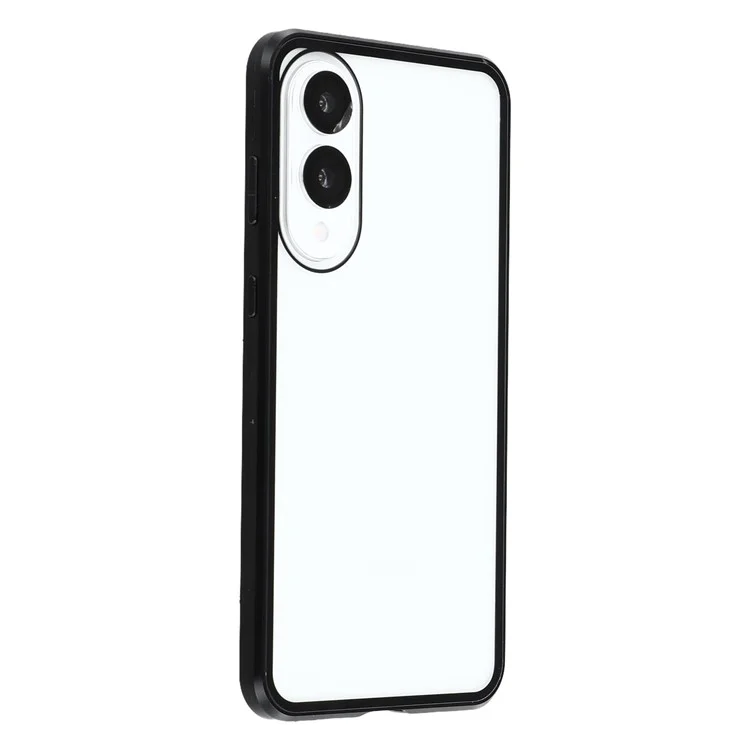 For Samsung Galaxy S25 Edge Case with Anti-Spy Screen Protector Tempered Glass Metal Phone Cover Magnetic Clasp - Black