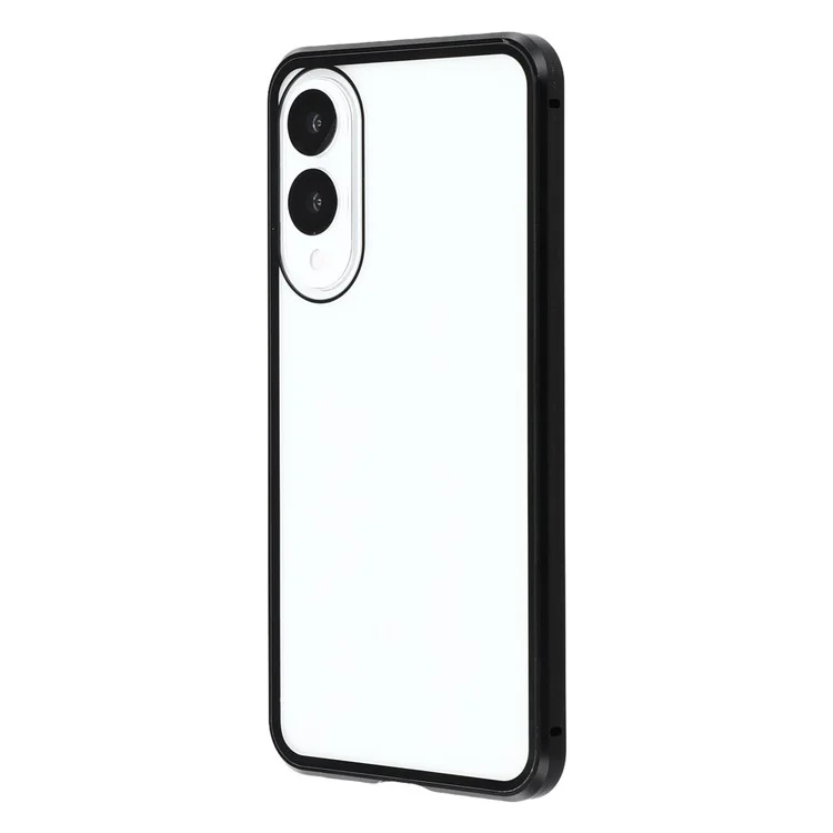 For Samsung Galaxy S25 Edge Case with Anti-Spy Screen Protector Tempered Glass Metal Phone Cover Magnetic Clasp - Black