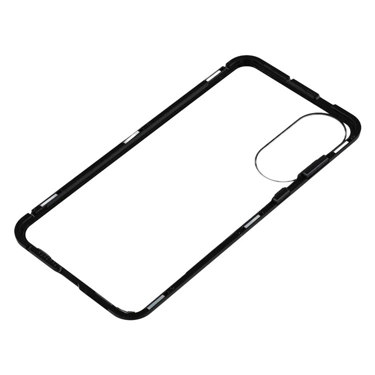 For Samsung Galaxy S25 Edge Case with Anti-Spy Screen Protector Tempered Glass Metal Phone Cover Magnetic Clasp - Black