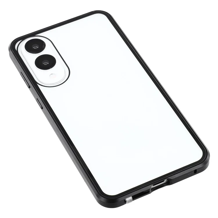 For Samsung Galaxy S25 Edge Case with Anti-Spy Screen Protector Tempered Glass Metal Phone Cover Magnetic Clasp - Black