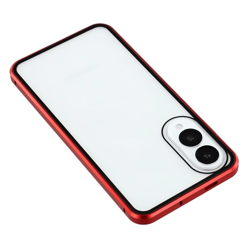 For Samsung Galaxy S25 Edge Case with Anti-Spy Screen Protector Tempered Glass Metal Phone Cover Magnetic Clasp - Red