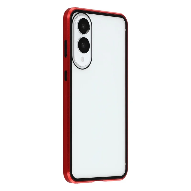 For Samsung Galaxy S25 Edge Case with Anti-Spy Screen Protector Tempered Glass Metal Phone Cover Magnetic Clasp - Red