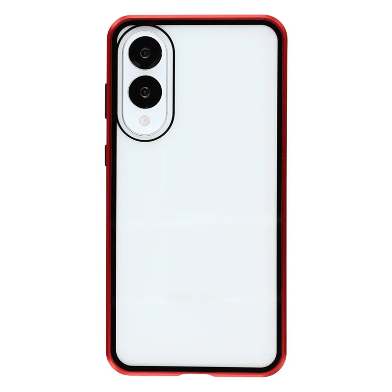 For Samsung Galaxy S25 Edge Case with Anti-Spy Screen Protector Tempered Glass Metal Phone Cover Magnetic Clasp - Red