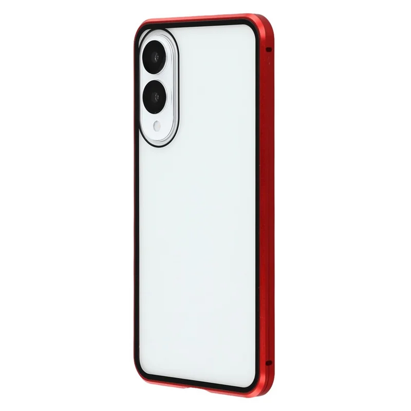 For Samsung Galaxy S25 Edge Case with Anti-Spy Screen Protector Tempered Glass Metal Phone Cover Magnetic Clasp - Red