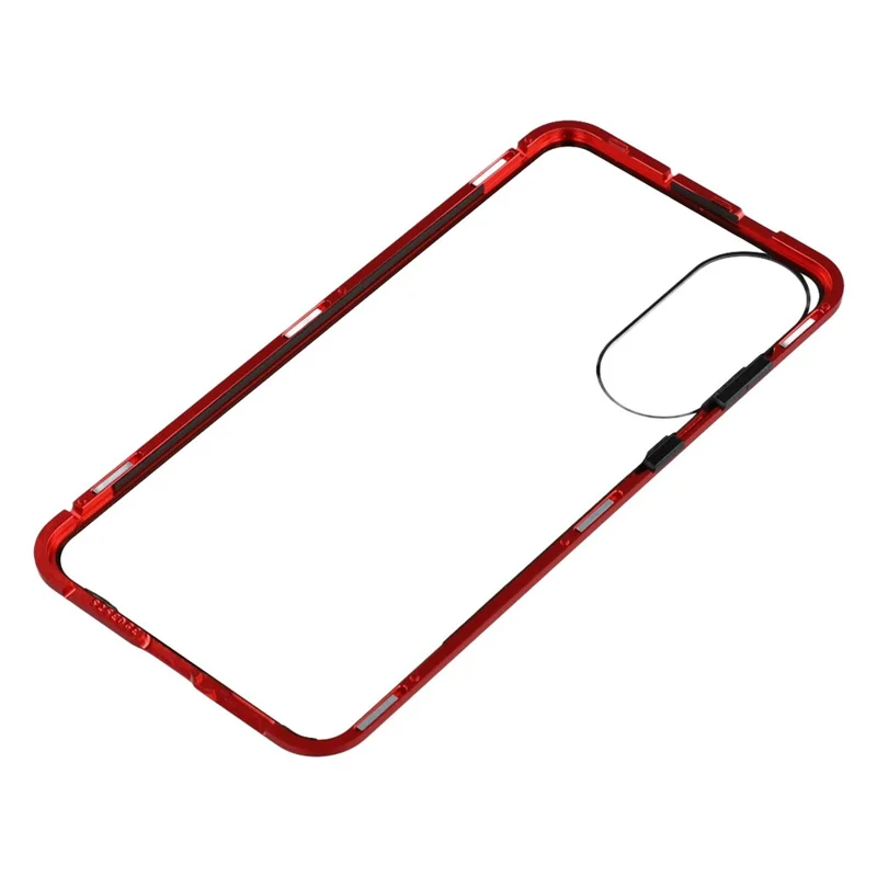 For Samsung Galaxy S25 Edge Case with Anti-Spy Screen Protector Tempered Glass Metal Phone Cover Magnetic Clasp - Red
