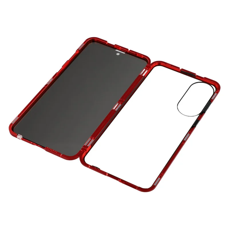 For Samsung Galaxy S25 Edge Case with Anti-Spy Screen Protector Tempered Glass Metal Phone Cover Magnetic Clasp - Red