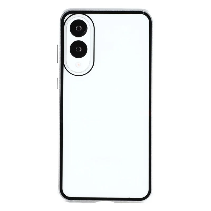 For Samsung Galaxy S25 Edge Case with Anti-Spy Screen Protector Tempered Glass Metal Phone Cover Magnetic Clasp - Silver