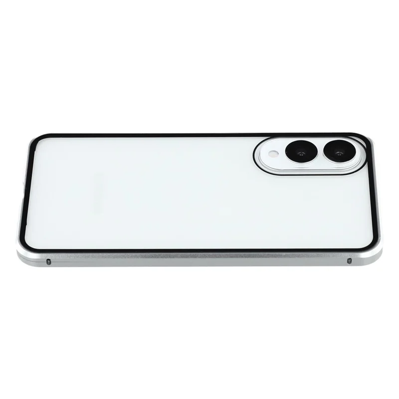 For Samsung Galaxy S25 Edge Case with Anti-Spy Screen Protector Tempered Glass Metal Phone Cover Magnetic Clasp - Silver