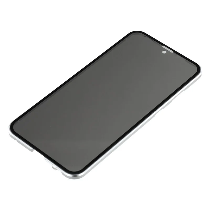 For Samsung Galaxy S25 Edge Case with Anti-Spy Screen Protector Tempered Glass Metal Phone Cover Magnetic Clasp - Silver