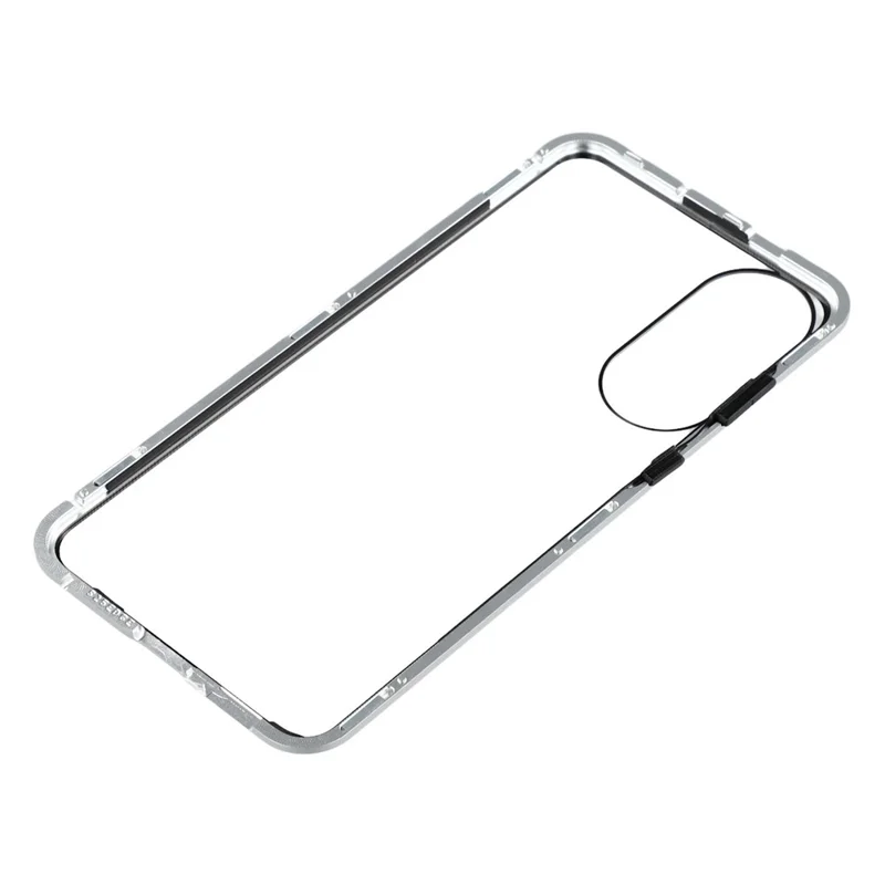 For Samsung Galaxy S25 Edge Case with Anti-Spy Screen Protector Tempered Glass Metal Phone Cover Magnetic Clasp - Silver