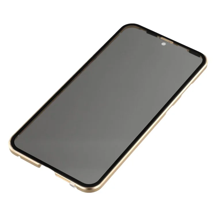 Für Samsung Galaxy S25 Edge Hülle mit Sichtschutz-Handyschutzhülle aus gehärtetem Glas Metall-Handycover mit magnetischem Verschluss - Gold