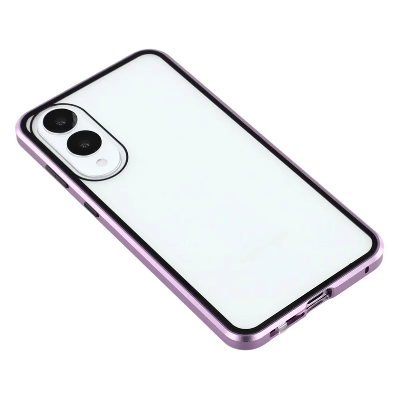 For Samsung Galaxy S25 Edge Case with Anti-Spy Screen Protector Tempered Glass Metal Phone Cover Magnetic Clasp - Purple