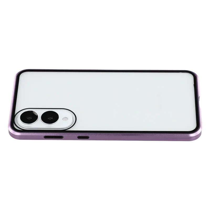 For Samsung Galaxy S25 Edge Case with Anti-Spy Screen Protector Tempered Glass Metal Phone Cover Magnetic Clasp - Purple