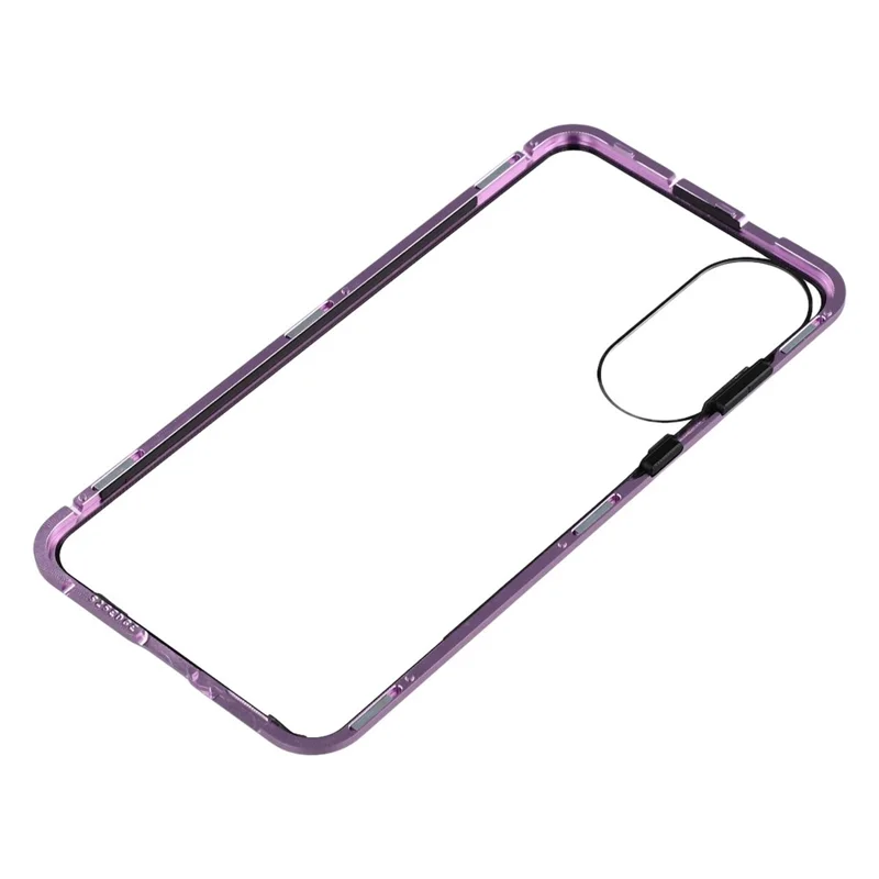 For Samsung Galaxy S25 Edge Case with Anti-Spy Screen Protector Tempered Glass Metal Phone Cover Magnetic Clasp - Purple