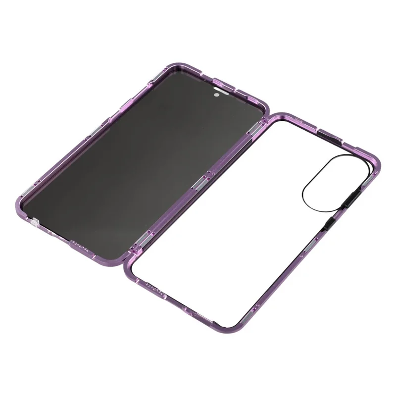 For Samsung Galaxy S25 Edge Case with Anti-Spy Screen Protector Tempered Glass Metal Phone Cover Magnetic Clasp - Purple