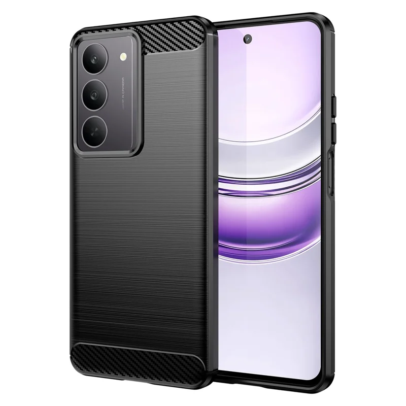 For Realme C75 4G / V60 Pro 5G / C75x Case Protective Phone Cover Carbon Fiber Texture Brushed - Black