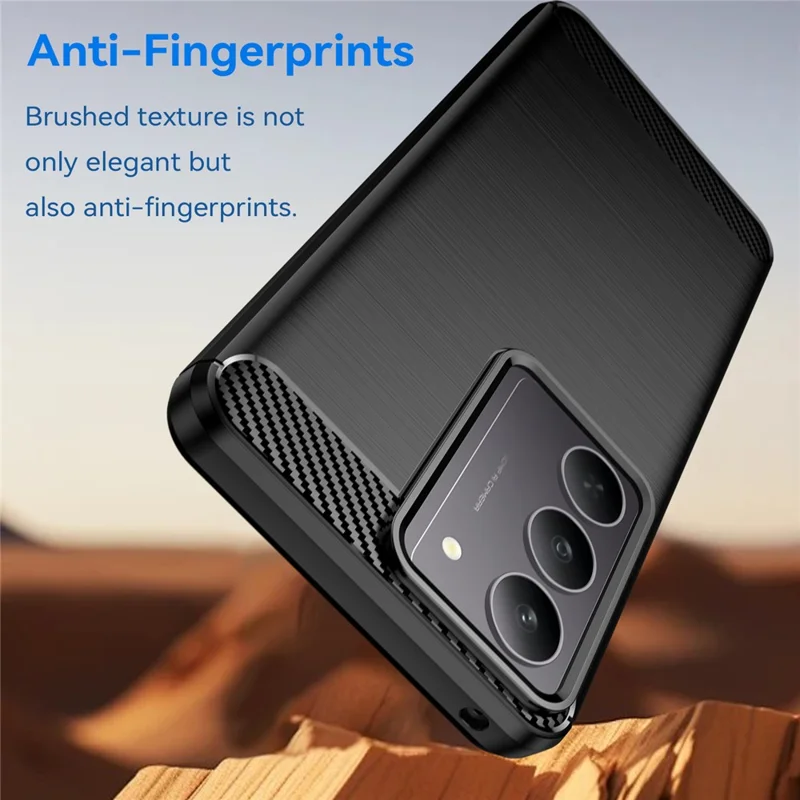 For Realme C75 4G / V60 Pro 5G / C75x Case Protective Phone Cover Carbon Fiber Texture Brushed - Black