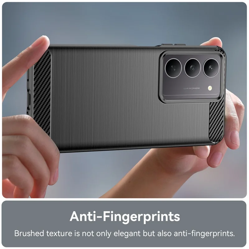 For Realme C75 4G / V60 Pro 5G / C75x Case Protective Phone Cover Carbon Fiber Texture Brushed - Black