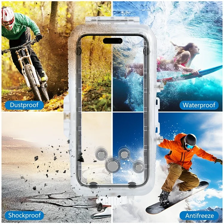 PULUZ PU9118 Per iPhone 16 Pro Max Vetro Temperato + Cover PC Impermeabile 40m Custodia Subacquea per Immersioni