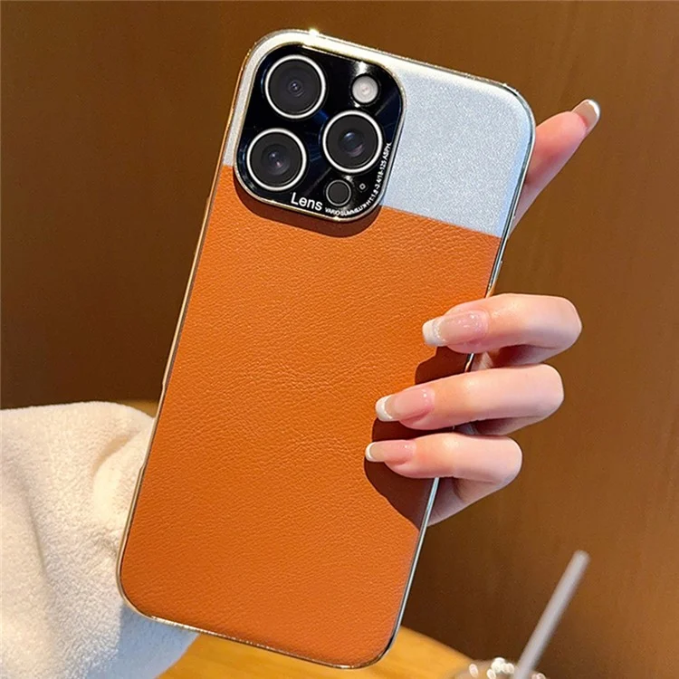 Für iPhone 16 Pro Hülle Desert Silver Moon Elektrolytisch Vergoldetes PC + PU Leder Rückseite Handyhülle