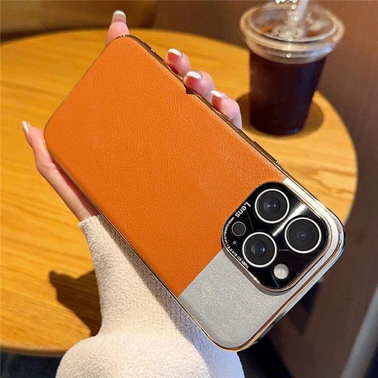 Für iPhone 16 Pro Hülle Desert Silver Moon Elektrolytisch Vergoldetes PC + PU Leder Rückseite Handyhülle
