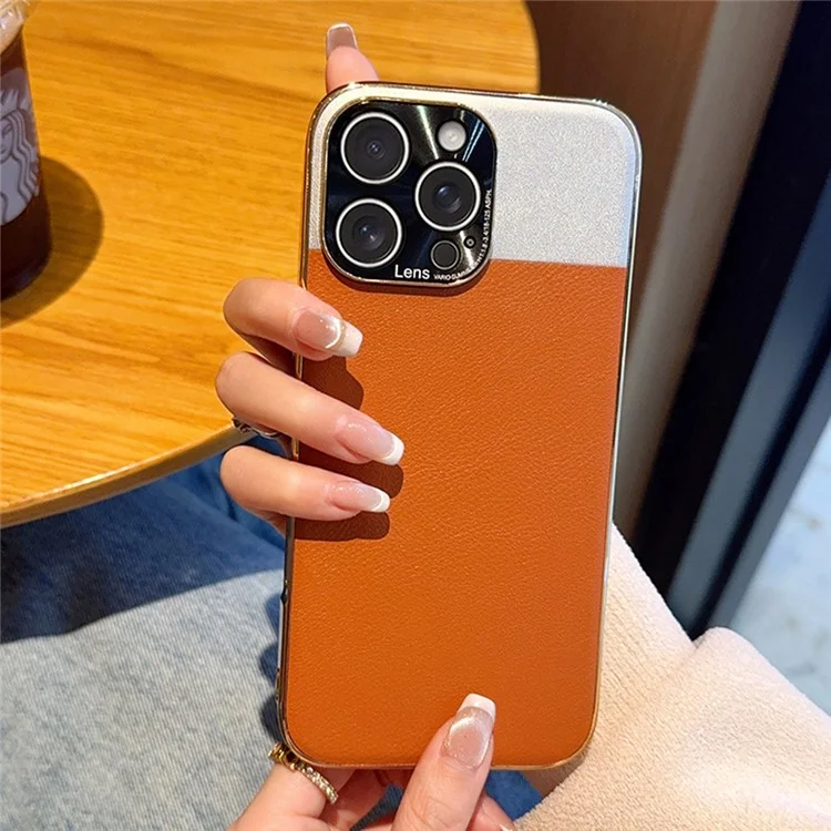 Für iPhone 16 Pro Hülle Desert Silver Moon Elektrolytisch Vergoldetes PC + PU Leder Rückseite Handyhülle